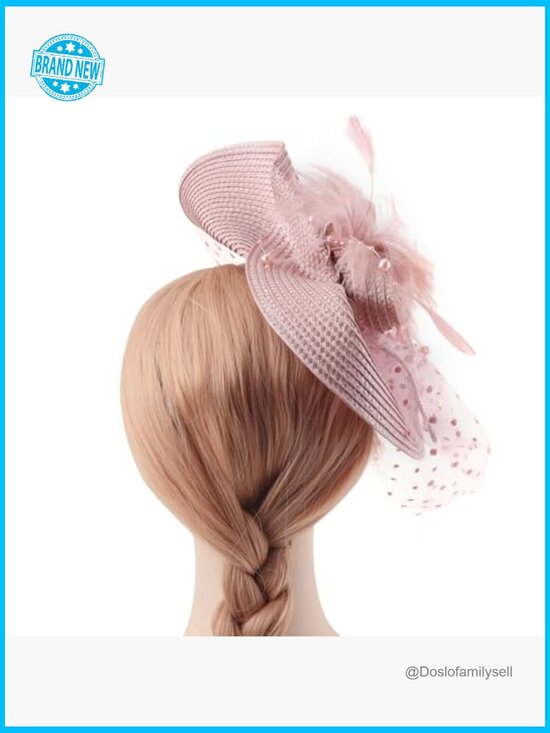 Vintage Fascinator Hat with Feathers and Veil for Weddings Tea Parties main image 5